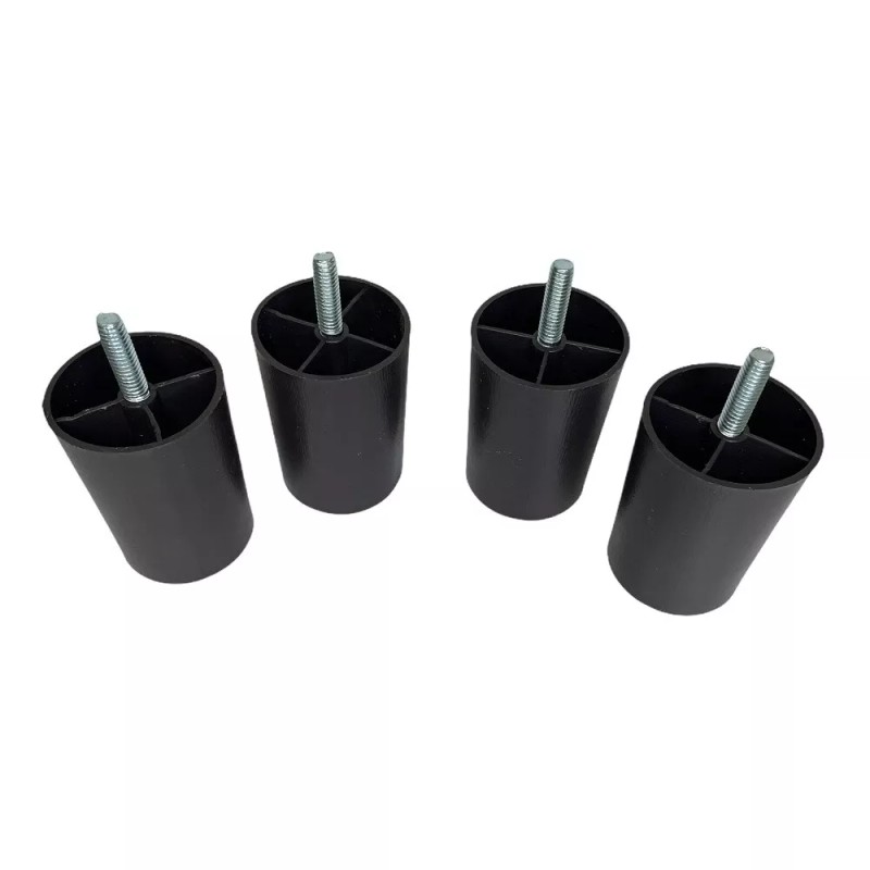 Leg Daddy 3" Black Round HDPE Plastic Sofa Leg, Set