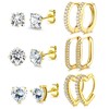 KRFY 6Pcs Gold Studs Earrings for Women Hypoallergenic Gold Hoops