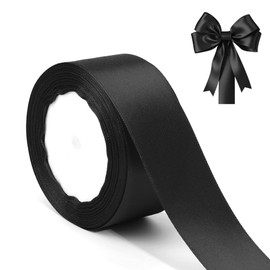 40 mm, 23 Metres Satin Ribbon Black Gift Ribbon Black Gift Ribbon Wide Ribbon Black Father's Day Gift Gift Ribbon Black Ribbon Mourning Bow Decorative Ribbon Wide Satin Ribbon