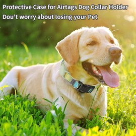 AirTag Dog Collar for Small Medium Large Dogs, Animire Soft Neoprene Padded Pet Cat Collar, Polyester Puppy Collar with Silicone Air Tag Case Holder Accessories, 10''-16'' neck