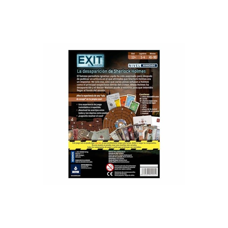 Devir Exit La Desaparición de Sherlock Holmes Juego de Mesa