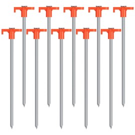 saerryor 10 Pack Tent Pegs Metal Heavy Duty Camping Pegs Awning Pegs Hard Ground Tent Pegs Rock Pegs for Awnings, Heavy Duty Tent Pegs for Hard Ground, Camping, Tents,Tarpaulin