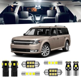 ENDPAGE 15-Pieces Flex Interior LED Light Kit for Ford Flex 2009 2010 2011 2012 2013 2014 2015 2016 2017 2018 2019 White 6000K Interior LED Lighting Package + License Plate Lights, Install Tool