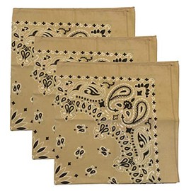 USA Made Military Army Trainmen Paisley 22 / Hav A Hank Paisley Bandana Made in USA (Set of 3) (Khaki)