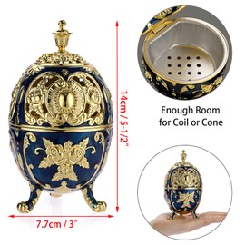 JUXYES Vintage Incense Burner Holder with Removable Ash Catchers, Metal Censer Antique Cone Coil Incense Burner Holder Zinc Alloy Spiritual Aromatherapy Yoga Meditation Gifts Retro Home Decoration