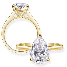 Helion Moissanite Engagement Ring | Lab Grown 2.5 Carat Diamond & 18k Gold Plated Ring | Moissanite Rings for Women | S925 Sterling Silver Rings | Moissanite Ring | Gold Rings for Women Non Tarnish 5