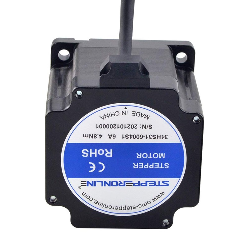 STEPPERONLINE Nema 34 Stepper Motor 4.8Nm(679.87oz.in) 6.0A 14mm Key-Way Shaft