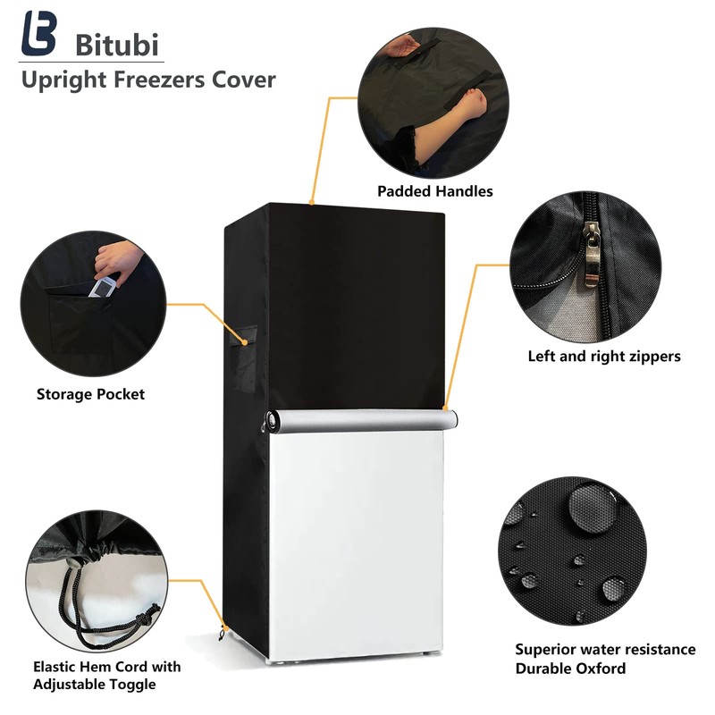 Bitubi Upright Freezers Cover,Outdoor Refrigerator Cover,– Waterproof, Dustproof, Sun-Proof, 34"