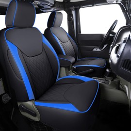 Coverado Seat Covers 4-Door Fullset for Jeep Wrangler JK JL, Waterproof Blue Car Seat Covers for Truck Automotive Seat Covers Custom Fit for 2007-2024 Jeep Wrangler