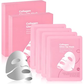 8pcs New Mascarilla Bio Colágeno, Mascarilla de Colágeno, Overnight Mask Low Molecular Collagen Face Mask Reduce Los Poros Y Aumenta La Elasticidad para una Hidratación Duradera