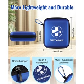 Mini First Aid Kit, 163 Pcs Small Medical Kit, Emergency First Aid Supplies and Survival Kit with Hard Shell - Perfect for Travel, Home, Outdoor, Office, Camping, Hiking