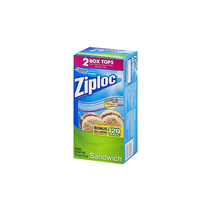 Ziploc Sandwich Bags, Bonus Pack 120 Pockets