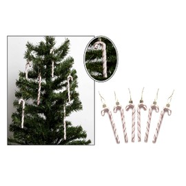 Pack of 6-13CM Glitter Candy Cane –Christmas Tree Hanging Decoration Bauble Xmas Ornament (Rose Gold)