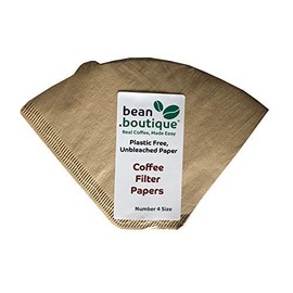 Bean.boutique Coffee Filter Papers/Cones, Plastic Free, Compostable, Unbleached Paper, Biodegradable, Size 4, 4 Cup, 40