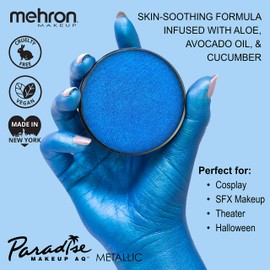 Mehron Paradise FX Metallics – Metallic Dark Blue 1.4 oz | Professional Water Activated Shimmering Metallic Paint for Raves, Costumes, Special Effects, Halloween, Stage, Screen, Theater & Cosplay FX
