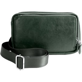 Dom Teporna Men's Body Bag, Genuine Leather, Italian Leather, Compact, 2-Way, Vertical, Horizontal, Front Cover, Clutch Bag, Crossbody Bag, green