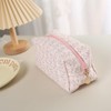 Floral Makeup Bag,Multi-Functional Coquette Cosmetic Bag,Soft Fuzzy Cosmetic Pouch Puffy