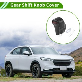 HOPESPANNER Anti-Slip Gear Shift Knob Cover Car Stick Shifting Handle Protector for Honda HR-V 2016-2022 Carbon Fiber Pattern Black Black Gray Microfiber Leather