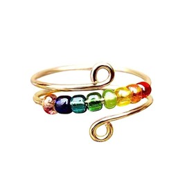 BYVCUI To My Daughter Fidget Ring for Anxiety,4pcs fidget rings mood ring Adjustable opening Stacking Anxiety Relief Rainbow Fidget Ring Jewelry Gifts