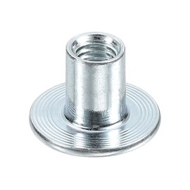 uxcell M6 T-Nuts, 24pcs Carbon Steel Tee Nut Round Base Weld Nuts 12mm Height Through Hole Flange Insert Female Thread Plate Nuts, Silver