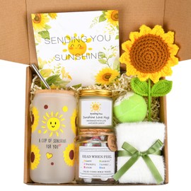Gift Baskets for Women, Sending Sunshine Sunflower, Thinking of You Care Package Unique Gift Baskets for Women, Get Well Soon Gift Basket, Birthday Gifts for Women Friends Sister Coworker Mom