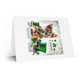 DistinctInk Greeting Card/Note Card - Norwich Terrier puppy St. Patrick's Day - PACK of 25