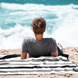 Bornbay Cotton Oversized Beach Towel - Extra Large 40"X70" Plush Thick Mens Beach Towel, XL Fluffy Stripe Pool Towels Charcoal Gray Swimming Towel for Adults Mens Women