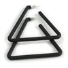 Large Black Triangular Hoop Style Earrings - 65mm Tall