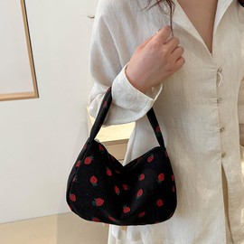 Cute Strawberry Purse - Corduroy Crossbody Bag for Women, Novelty Wallet Clutch, Kawaii Bags