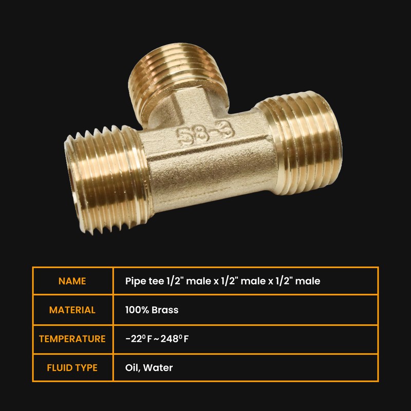 Tee Pipe Fitting T Pipe Connector Brass Tee Equal Tee