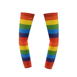Meicynhoger Breathable Arm Sleeves UV Protection for Cycling,Football,Outdoors - Cooling Compression Sleeves for Men & Women (Rainbow, 2XL)