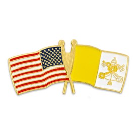 PinMart‘s USA and Vatican City Crossed Friendship Flag Enamel Lapel Pin - Country Flags Pins For Hats, Jackets, and Backpacks