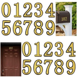 Gold Mail Box Numbers,2 Packs 0-9 3D Reflective Mailbox Numbers For Apartment House Trash Bins Office Hotel Room（2 Inch）