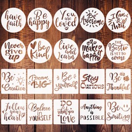 3 Inch Inspirational Word Stencils, 20 PCS Motivational Stencils Reusable Mylar Template Inspirational Quotes Stencils for Painting on Wood Wall Home Decor