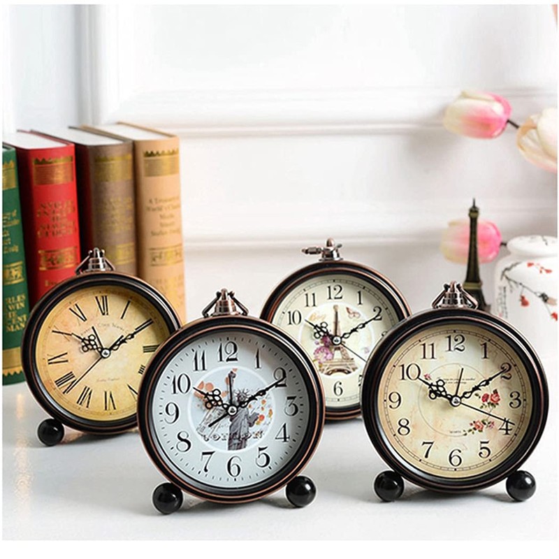 SWHONG Rural Mantle Clock Metal Clock Home Decoration Mantle clock