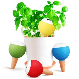 Geelin 4 Pcs Terracotta Plant Watering Devices Large 14.5 oz Plant Self Watering Globes Spikes Stakes Automatic Planter Insert Irrigation Dripper for Indoor Outdoor Vacations