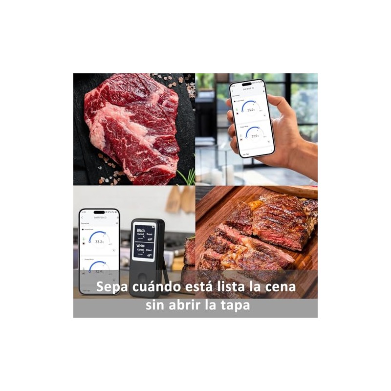 YOMYM Inalámbrico Termómetro Carne,Termómetro Digital Cocina,con 2 Sondas