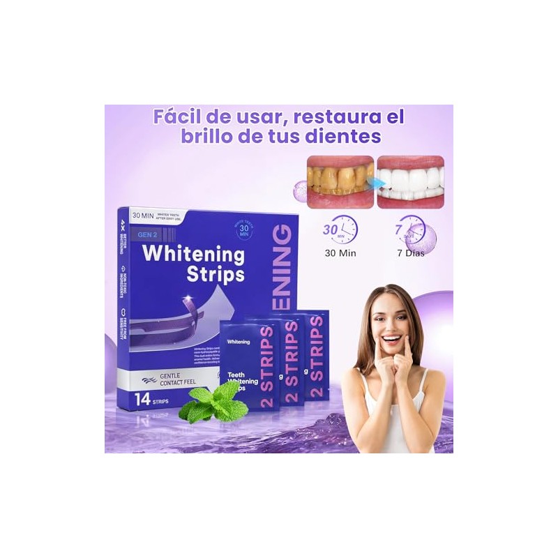 Purple Teeth Whitening Strips, Pack de 2 Cajas × 14