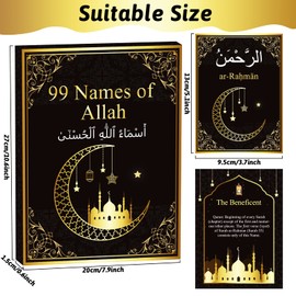 99 Names of Allah Flashcards Quran Verses Asma UI Husna Cards Eid Al Adha Learning Cards in Arabic and English Eid or Ramadan Gifts for Family Friends 5.7×3.1 Inches