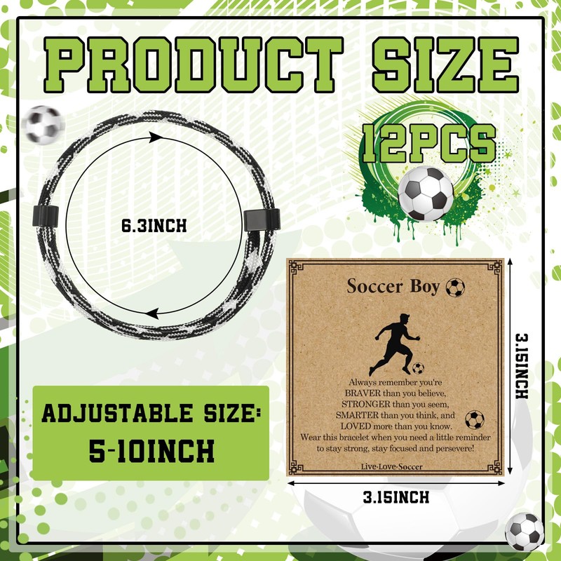 Liliaafar 12 Sets Soccer Sports Bracelets Soccer Team Gifts Rope