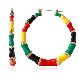 Stocking Stuffers Holiday Outfits for Women 2024 Bamboo Hoop Earrings for Women Heart Square Dangle Earrings Oversized Geometric Earrings Gold Rainbow Earrings Hip Hop Costume Accessories