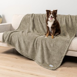 PetAmi Fluffy Waterproof Dog Blanket for Bed Large Dogs, Soft Warm Pet Sherpa Throw Pee Proof Couch Cover, Reversible Cat Blanket Sofa Crate Kennel Protector, Washable Mat (Taupe Camel, 60x80)