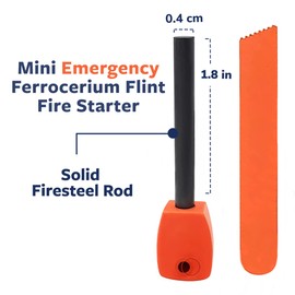 Prep-Right Survival - Mini Alloy Ferrocerium Flint Fire Starter, Thick Waterproof Fire Steel Magnesium Camping Tool for Survival Kits, Hiking, Backpacking, and Emergency Situations - 12 Pack