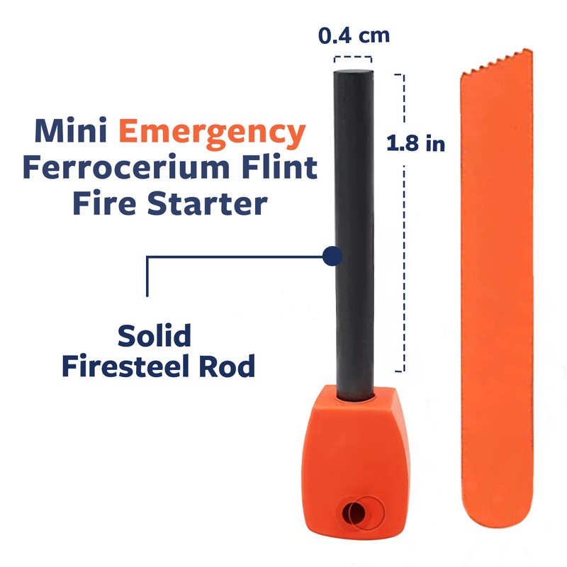Prep-Right Survival - Mini Alloy Ferrocerium Flint Fire Starter, Thick