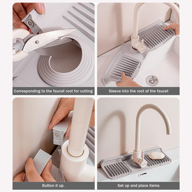 Longer Silicone Faucet Mat for Kitchen Sink – Button Style