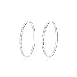 S925 Silver 30/35/40/50/60/70mm Lightweight Hoop Twist Earrings Gift for Women Girls Birthday Christmas Party Classical Hypoallergenic Earring Jewellery (Rhombus, 5cm)