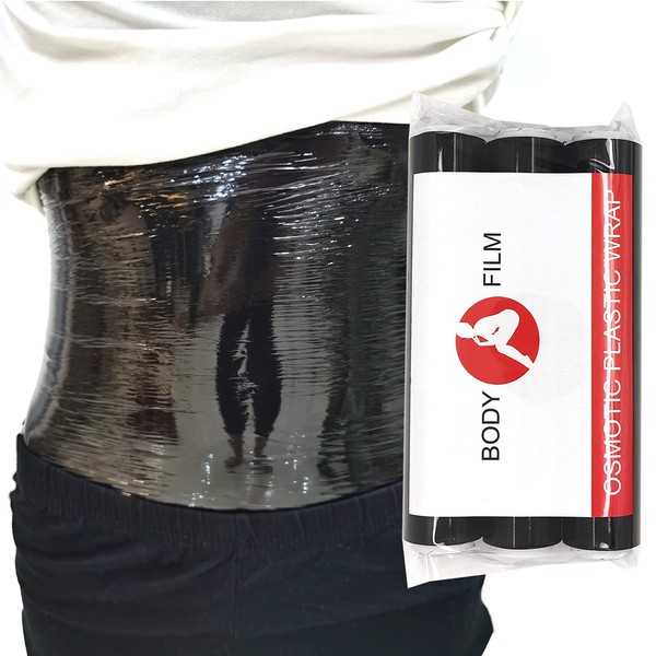 ZGDFSM 3 Rolls 60 Meters Premium Black Osmotic Plastic Slimming Body Wrap Film