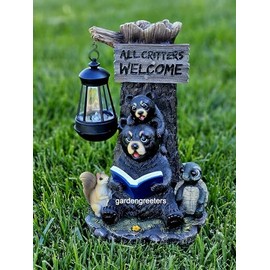 Bear Cubs with Solar Light Statue Solar Bear Lantern Figurine Rascal
