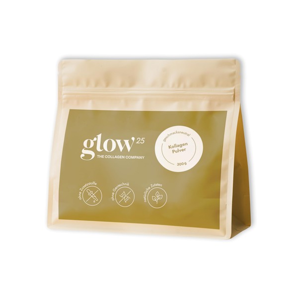 Glow25® Collagen Powder [300g] - The Original - Premium Collagen Hydrolysate - Peptides Type 1 and 3 - Perfect Solubility - Natural