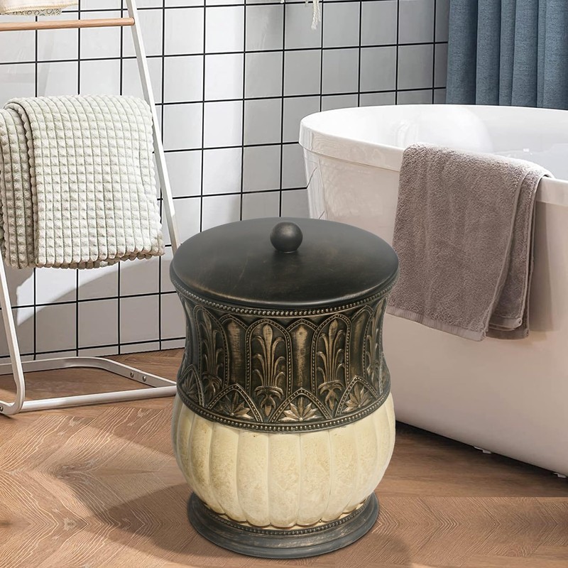 6 Pieces Pumkins Bathroom Accessories Set Including Trash Can, Cup,